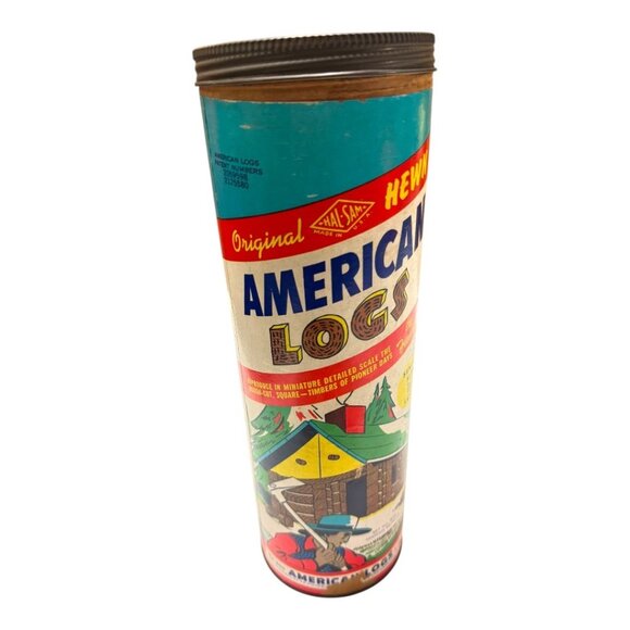 Vintage Halsam American Logs Building Set In Original Tube - Picture 2 of 7